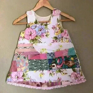 Patchwork a-line pinafore dress girl 4-5